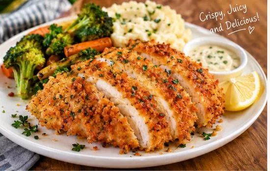 Crispy Panko Crusted Chicken Breasts